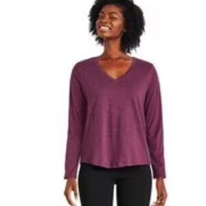 George Long Sleeve V Neck Tee - Plum - NWT
